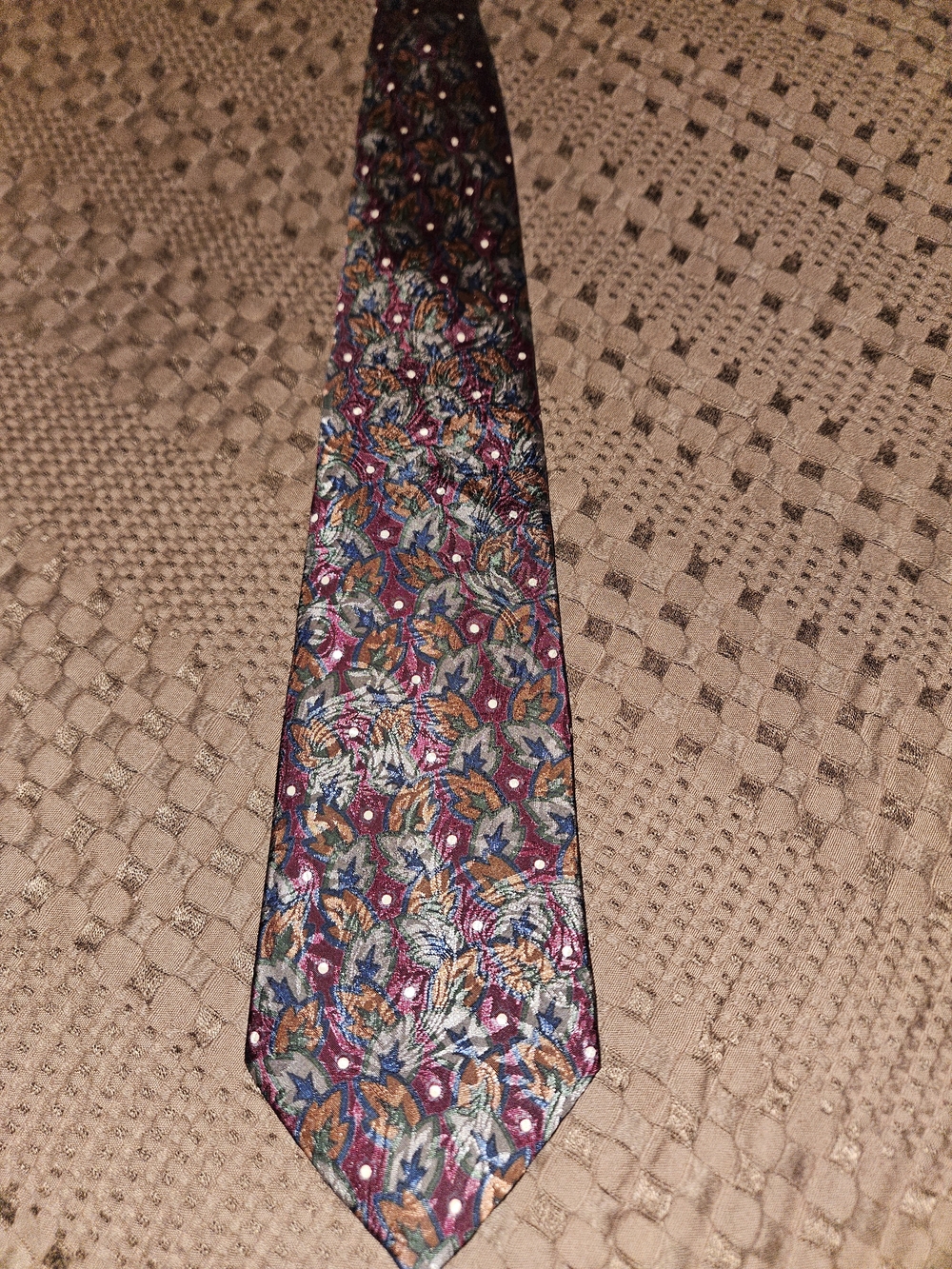 Dior Paisley Silk Tie in Burgundy, Blue and Brown